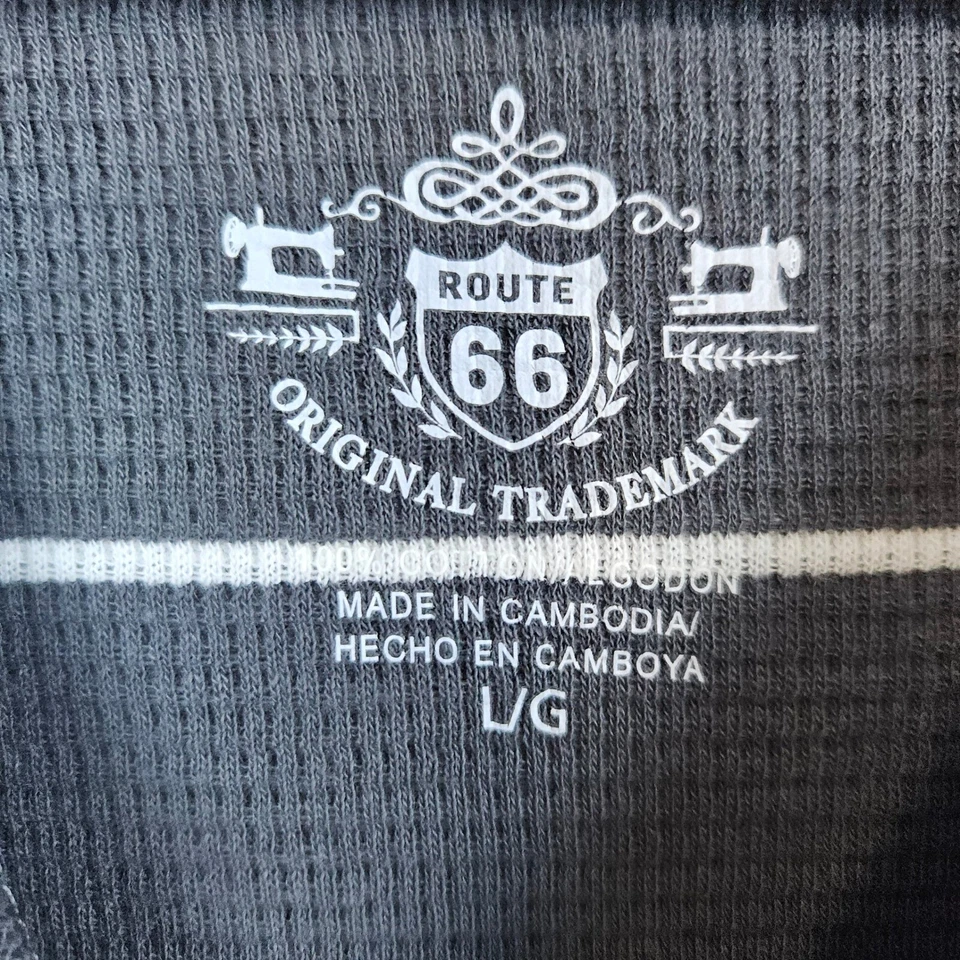 Route 66 Hombre Gris/Blanco Rayas Talla L Térmico Henley Manga Larga 100% Algodón Foto 2 de 4