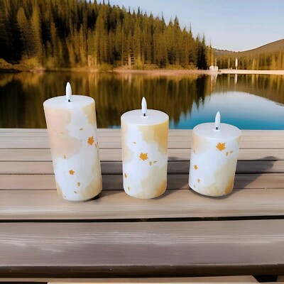 3 LED-Kerzen, Flamme Luma, Timer Höhe 10, 12,5 & 15cm ELAMBIA
