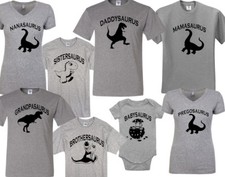 NEW Mamasaurus Babysaurus Daddysaurus Prego Dinosaur Family Matching T-shirts