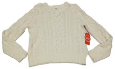 Kids Pullover Cable Knit Sweater - Unisex Boys or Girls Size M 7-8 Ivory NWT