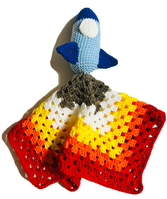 Rocketship Rocket Space Shuttle LOVEY HandMADE crochet baby blanket-Unisex