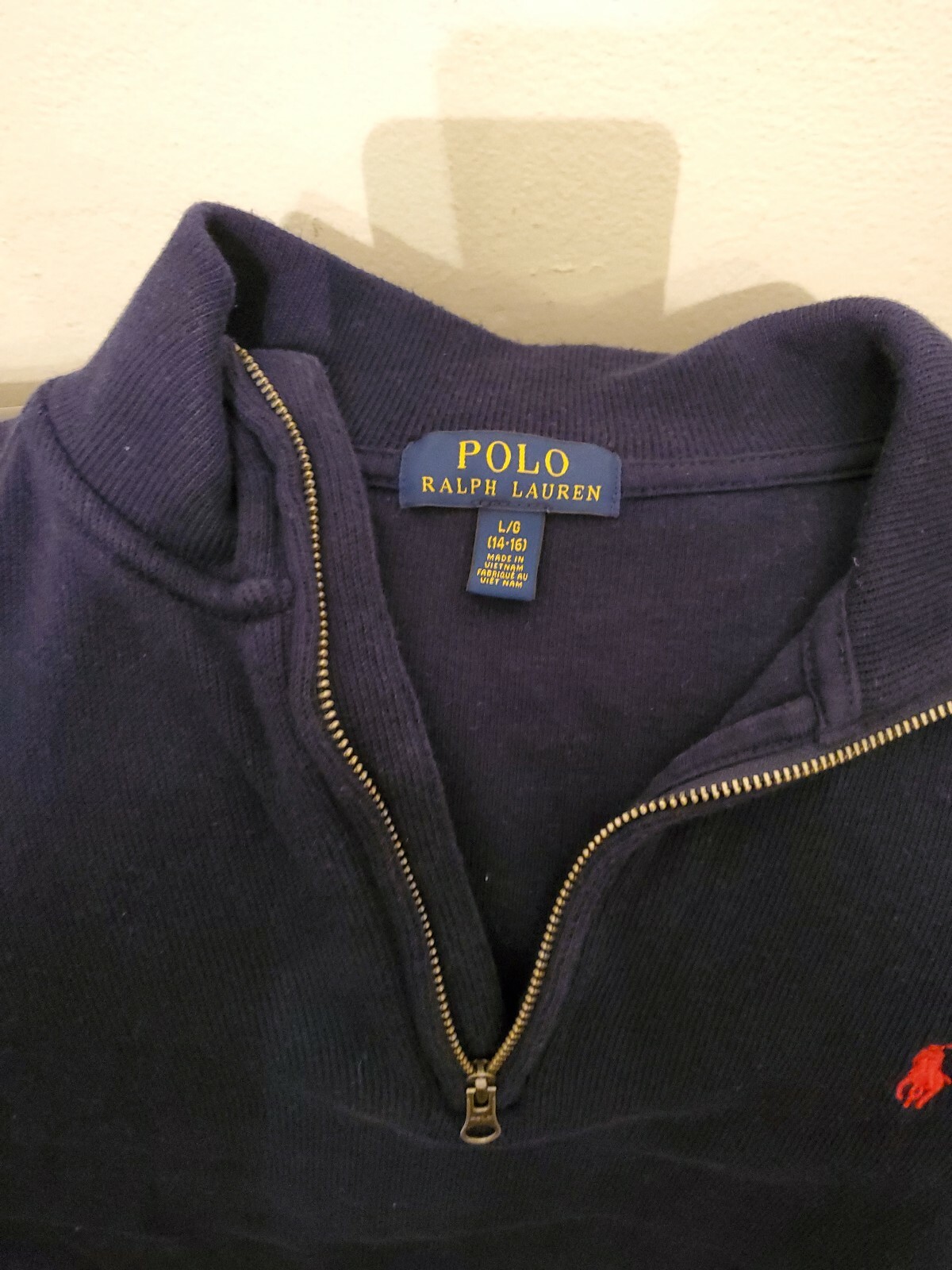Boys clothes size 1416 Navy Blue Zipper Neck Polo Ralph Lauren Sweater