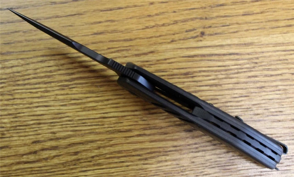 NEW Brous Blades STRIFE Flipper Knife BLACK D2 Carbon Fiber 1000 Made CHOICE S/N - Image 4 of 4