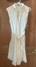 NWT ZARA LINEN DRESS CLASSY PREPPY WHITE SIZE S OLD MONEY BEACHY COSTAL FARMCORE