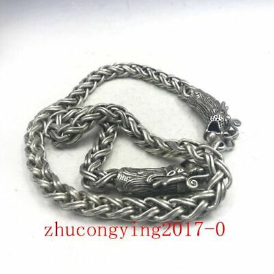 Buy Chinese Antique Tibetan Silver Necklace Hand-carved Dragon Head Necklace