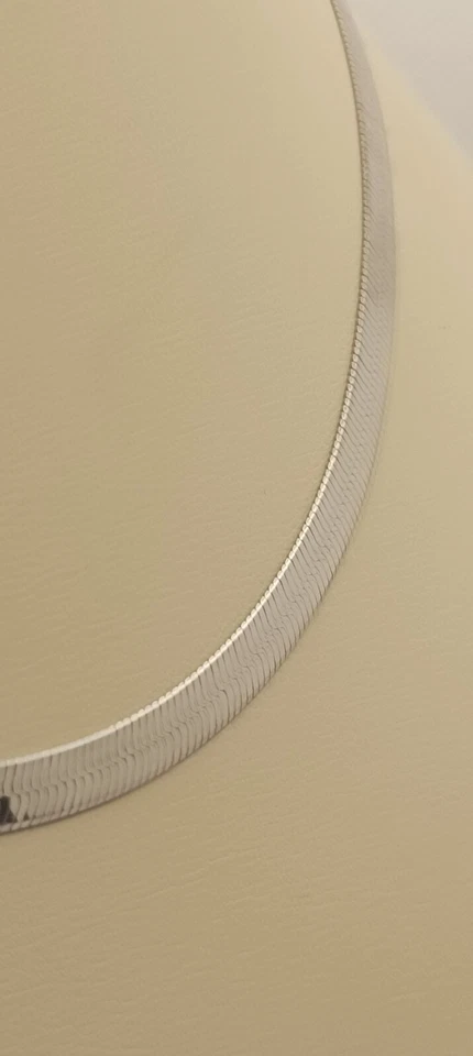 COLLANA PIATTINA SCHIACCIATA ARGENTO RODIATO CM 36-41 MM 4 GR. 8,5 VINTAGE EXPLO - Immagine 2 di 4