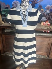 NWOT Vintage 90’s Chaps Striped Dress With Corset-tie Collar -Medium
