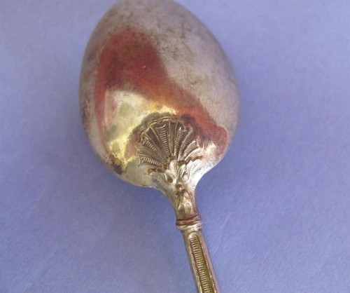 VINTAGE 19th CENTURY SILVER SPOON w/ORNAMENTS - Picture 4 of 7