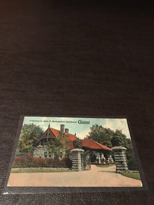 VINTAGE POSTED POSTCARD ENTRANCE TO JOHN D. ROCKEFELLER'S RESIDENCE