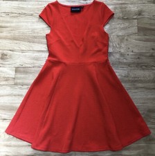 MINKPINK Bold As Love Medium Red Textured Cap Sleeve Fit & Flare Skater Dress