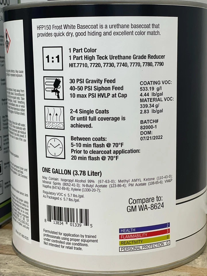 GM/CHEVY 8624/wa8624/u8624 Frost White Automotive Basecoat Paint gallon Foto 2 de 4