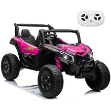 ZEOPHOL 24V Kids Ride On Car UTV Truck 4WD 2-Seater 4X200W Motor EVA Wheels Pink
