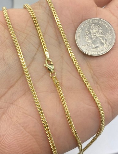 Franco Chain 2mm Real 10k Yellow Gold 22" Box Necklace STRONG chain for pendant - Picture 6 of 9