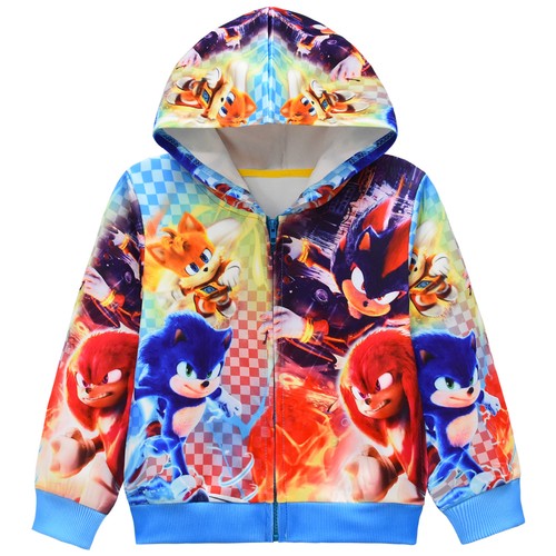 Kids Boys Girl Sonic The Hedgehog 3 Zip Up Coat Jacket Sweater Jumper Tops Gift - Picture 44 of 44