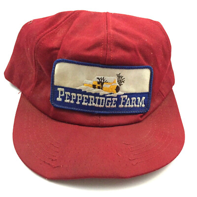 Vtg Pepperidge Farm K-Products Patch Cap Logo USA Snap Back Trucker Baseball Hat