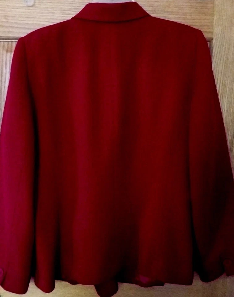 CHAUS Bernard & Josephine Chaus Diseñador Cherry Red Wool Chaqueta Blazer Foto 3 de 3