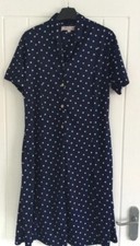 EMILY ROSE SIZE 10 VINTAGE STYLE DRESS BLUE WITH WHITE POLKA DOTS