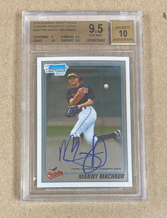 2010 Bowman Chrome Draft Manny Machado RC Auto BGS 9.5/10 Auto $449.99