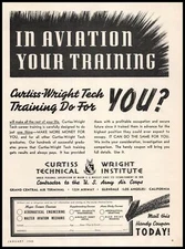 1940 Curtiss Wright Technical Institute U. S. Army Air Corps Contractor Print Ad
