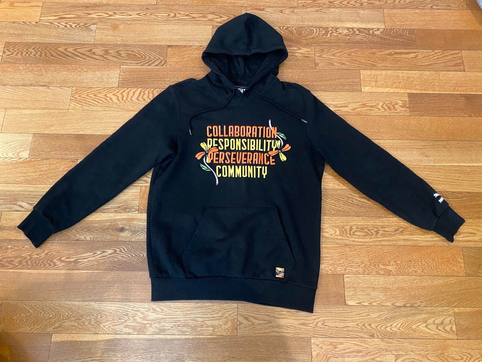 Mens Puma Black Court Crush Hoodie Medium Embroidery Pullover