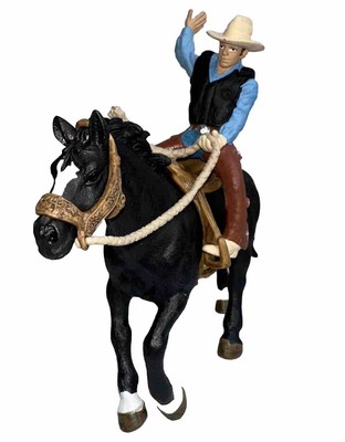 Schleich Farm World Cowboy and Horse Rodeo Bronco PVC Figures Vintage Toys 