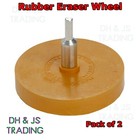 2x Rubber Eraser Wheel & Spindle Adapter - Sticker Decal Adhesive Glue Remover