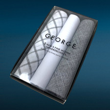NEW George 3 Pack Men's Fine Woven 100 Cotton Handkerchiefs Gray Black White