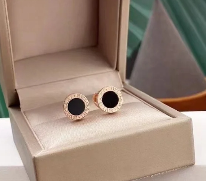 BVLGARI BVLGARI Series Earrings 18K Rose Gold Black Onyx Stud Earrings