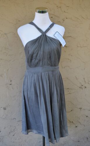 J CREW Sinclair Dress Silk Chiffon 10 NWT $250 Graphite 49388 Formal Cocktail - Picture 1 of 12