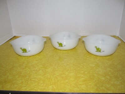Anchor Hocking Fire King Johnny Hart B.C. Ice Age Set Of 3 Cereal Bowls Vintage