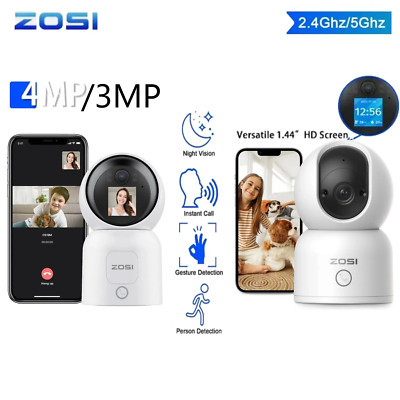 ZOSI 3MP/4MP 360° Swivel Wireless PTZ Indoor Camera Baby Pet Monitor 2.4/5GHz