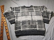 Old Glory Sweater Mens XL Gray Black Deep Knit USA Made Cotton Wool Blend VTG 3d