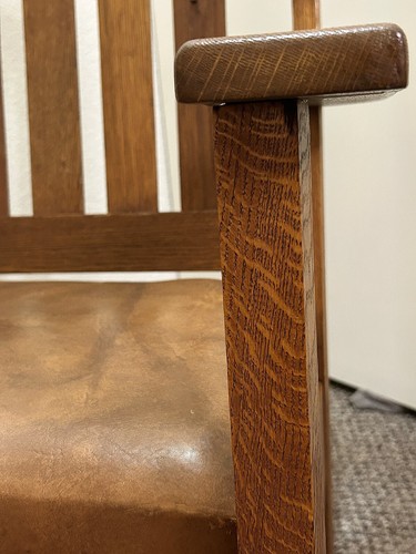 Vintage Mission Tiger Oak Rocking Chair Stickley Style Beautiful Wood Nice Shape - Picture 7 of 14