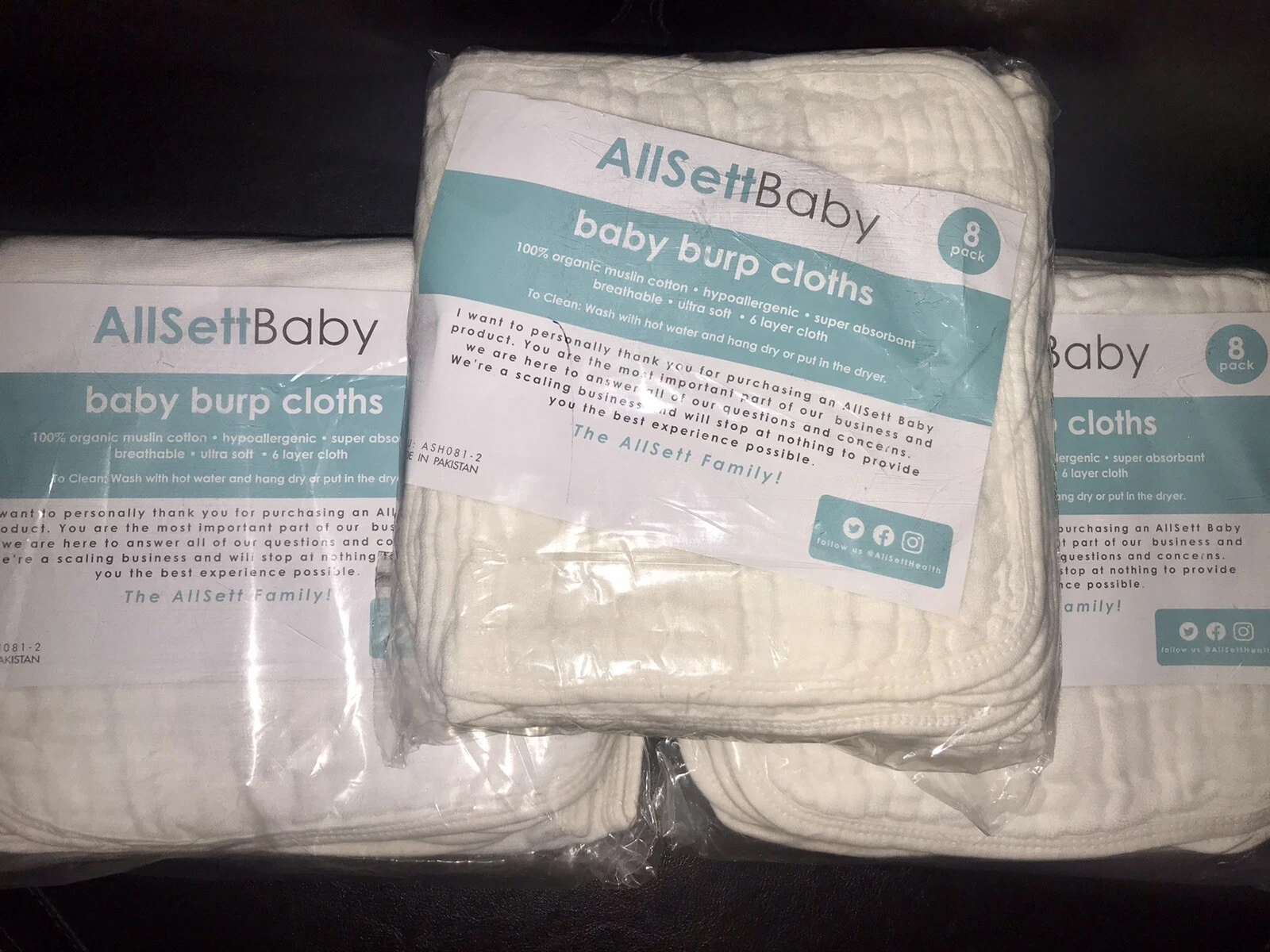 ALLSETBABY baby burp cloths, lot of 3-8packs Muslin Cotton.