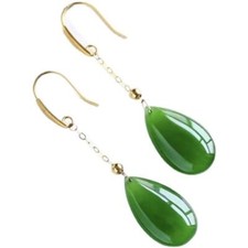 Jade Water Drop Earrings Luxury Jewelry Women Natural Vintage 925 Silver Green