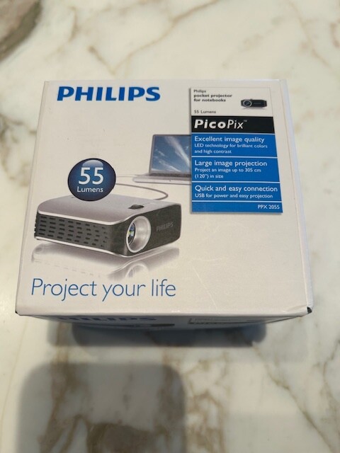 Philips Picopix PPX2055/Pocket Projector, 55 Lumens/ EU & UK, USB For PC