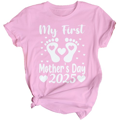 Womens Baby Feet My First Mothers Day T-Shirt Top Funny Mama Mom Cute Gift #MD - Picture 23 of 34