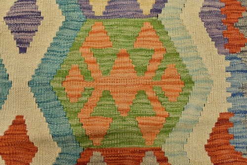 Kilim Rug 4'2'' x 5'5'' Multicolor Wool Tribal Handwoven Oriental Carpet - Picture 8 of 13
