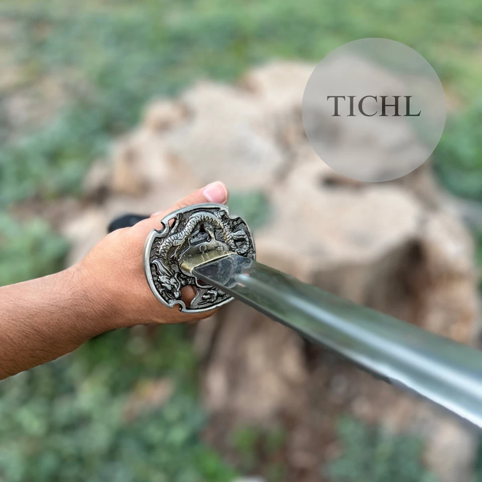 Espada Katana Japonesa Hecha a Mano Alta Calidad T10 Acero Patrón Negro Foto 4 de 4