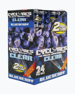 Cyclones Pre Rolled Transparent Cone Blueberry 24 x 2-Packs (48 Total)