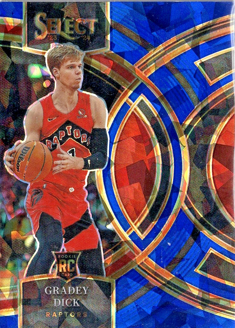 Gradey Dick 2023-24 Panini Select Premier Level Blue Cracked Ice Prizm Rookie RC