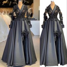 Mother of the Bride Dresses V Neck Lace Appliques Crystal Beads Satin Wedding