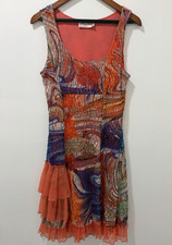 Tango Mango Multicolor Mesh Dress Ruffle Layered Sleeveless Long Size M
