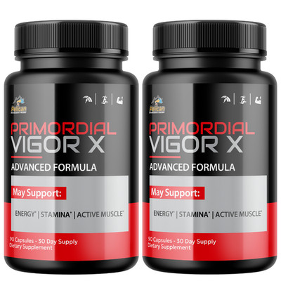 Primordial Vigor X- Bodybuilding & Men's Health Support- 2 Bottles- 180 Capsules