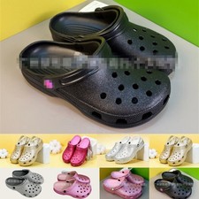 UK Women Glitter CrocsSandals Clogs Lightweight Slippers Slip-on Shoe Summer Hot