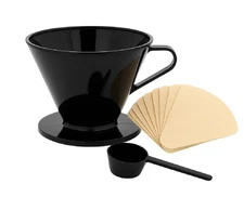Single Cup Pour Over Coffee Dripper with Scoop & 10 Filters – #2 Cone Brewer BPA