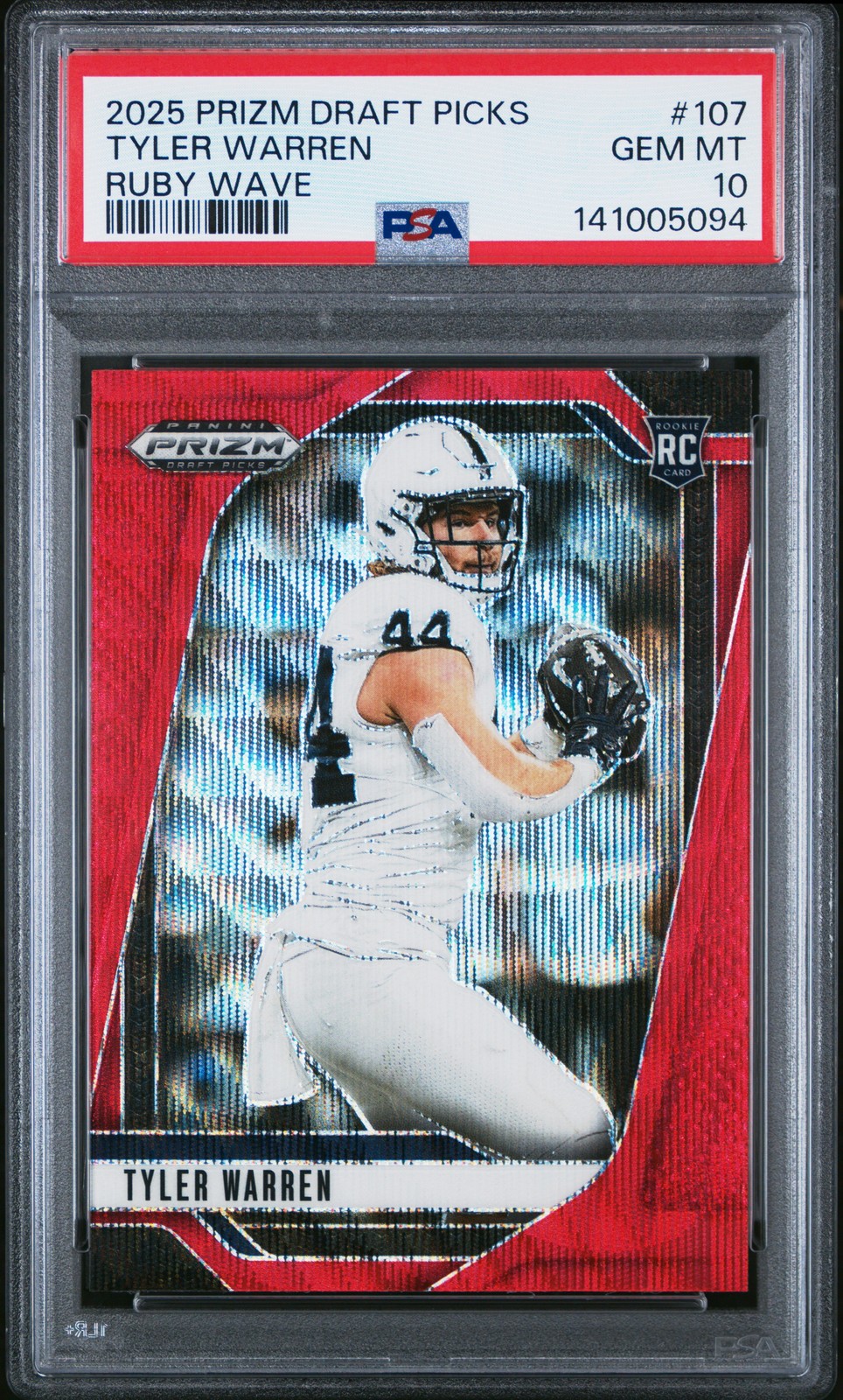 Tyler Warren Panini Prizm Draft Picks #107 Ruby Wave