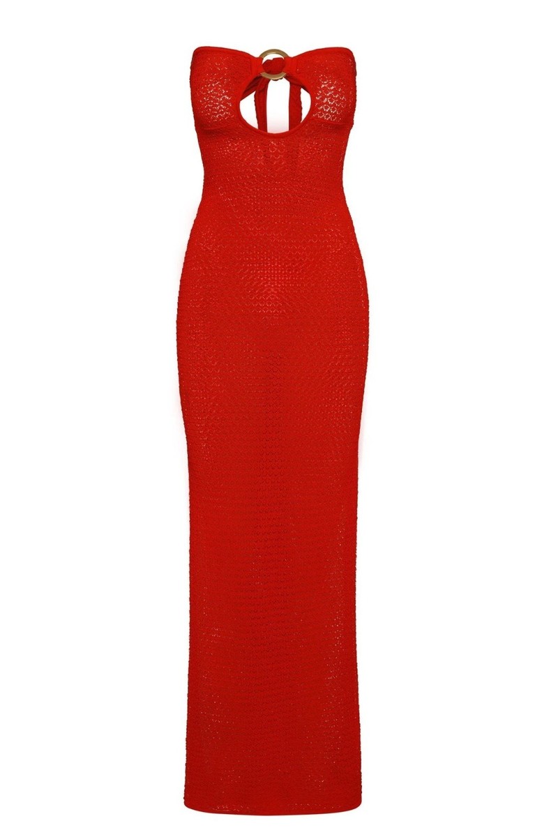 Montego Bandeau Dress - Chili Pepper Lace Crochet Chili Pepper Lace Crochet / M