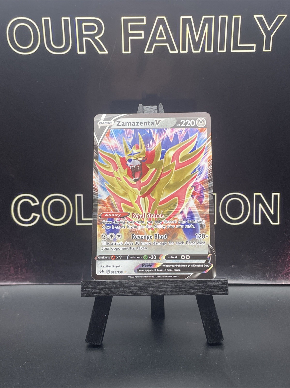 Zamazenta V 098/159 Crown Zenith Rare Full Art Holo Pokemon TCG 2023 NM