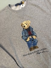 Polo Ralph Lauren Polo Bear Crewneck Sweatshirt Men's size L Gray NWT